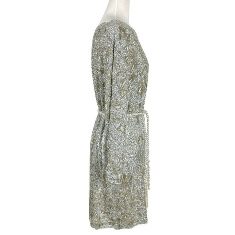 Marchesa Beaded‎ Sequin Dress Gold Silver Formal Cocktail Size 4 - Picture 7 of 10